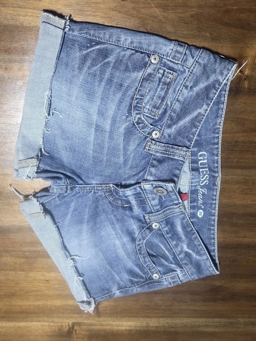 GUESS Blue Distressed Denim Cutoff Shorts